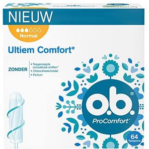 o.b. ProComfort Normal tampons voor de gemiddelde tot zware menstruatiedagen, met Dynamic Fit technologie en SilkTouch oppervlak voor ultiem comfort en betrouwbare bescherming, 64 stuks