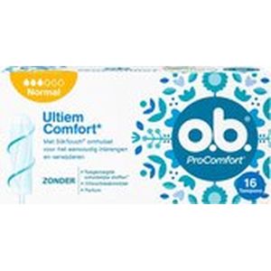 o.b.® ProComfort® Normal tampons voor de gemiddelde tot zware menstruatiedagen, met Dynamic Fit™-technologie en SilkTouch® oppervlak voor ultiem comfort* en betrouwbare bescherming, 16 stuks