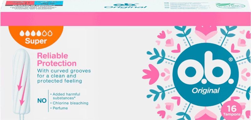 O.B. Tampons - Original Super Plus - Gebogen Groeven - 16 stuks