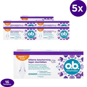 o.b.® ExtraProtect Super, tampons voor zwaardere menstruatiedagen met Dynamic Fit-technologie en extra beschermende vleugels, voor de ultieme bescherming tegen lekken (1 x 16 stuks)