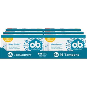o.b. ProComfort Normaal - tampons - tampon gemiddelde tot zware menstruatiedagen - 6 x 16 stuks