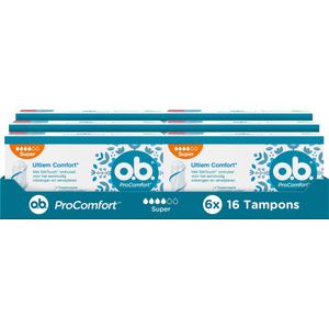 o.b. ProComfort Super - tampons - tampon zwaardere menstruatiedagen - 6 x 16 stuks