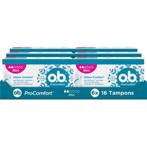 o.b. ProComfort Mini - tampons - tampon lichte tot normale menstruatiedagen - 6 x16 stuks
