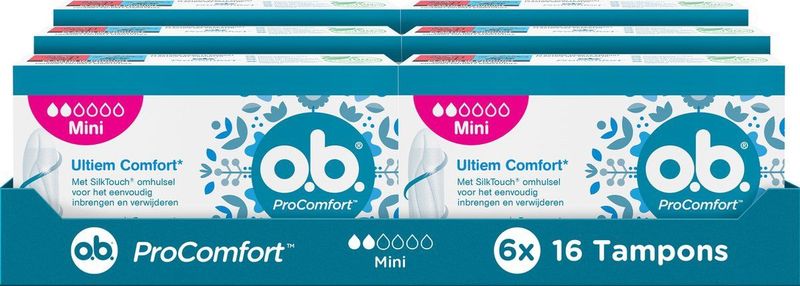 o.b. ProComfort Mini - tampons - tampon lichte tot normale menstruatiedagen - 6 x16 stuks