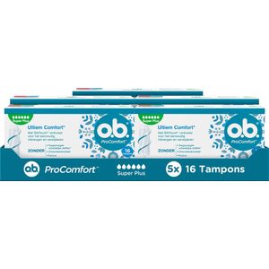 o.b. ProComfort Super Plus - tampons - tampon zeer zware menstruatiedagen - 5x16 stuks