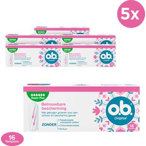 o.b. Original Super Plus - tampons - tampon zeer zware menstruatiedagen - 5 x 16 stuks