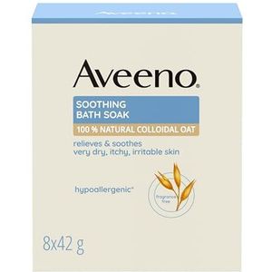Aveeno Kalmerend bad, verlicht geïrriteerde huid, ongeparfumeerd, 8 zakjes van 42 g