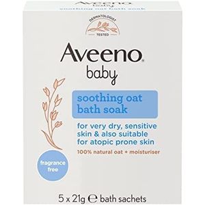 Aveeno Baby Kalmerende en hydraterende behandeling voor het babybad, 100% natuurlijk, vrij van parabenen en sulfaten, hypoallergeen, 5 stuks
