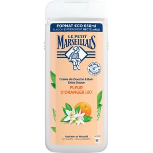 Le Petit Marseillais Douche & bad crème extra zacht, oranjebloesem; 1 x 650 ml (verpakking kan variëren)