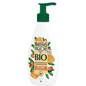 Le Petit Marseillais - Voedende melk hydratatie 48 uur biologische argan honing (250 ml pompfles) – lichaamsmelk voor zeer droge huid – hydraterende melk met 99% ingrediënten van natuurlijke oorsprong