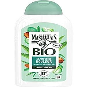 Le Petit Marseillais - Shampoo Douceur Amandel & Aloë Vera Bio (240 ml fles) – Shampoo voor zacht haar – 98% ingrediënten van natuurlijke oorsprong, sulfaatvrij en siliconenvrij