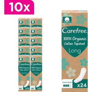 Carefree Organic Long inlegkruisjes - van 100% biologisch katoen - hypoallergeen - dermatologisch getest - 10 x 24 stuks