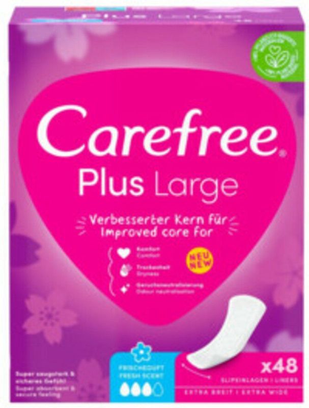 Carefree - Plus Large Fresh - Inlegkruisjes - 48 Stuks - Dermatologisch Getest