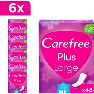 Carefree Plus Large inlegkruisjes met ultieme verbeterde kern, frisse geur, absorptiegraad drie, maat L, extra breed, verpakking van 48 stuks