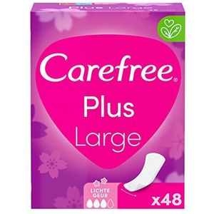 Carefree Plus Large inlegkruisjes met ultieme verbeterde kern, licht parfum, absorptiegraad drie, maat L, extra breed, verpakking van 48 stuks