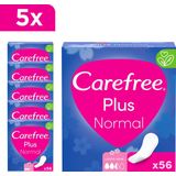 Carefree Plus Normaal inlegkruisjes - met ultieme verbeterde kern - licht parfum - absorptiegraad drie - 5 x 56 stuks