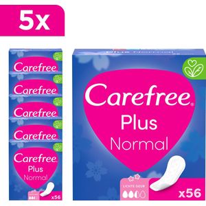 Carefree Plus Normaal inlegkruisjes - met ultieme verbeterde kern - absorptiegraad drie - 5 x 56 stuks