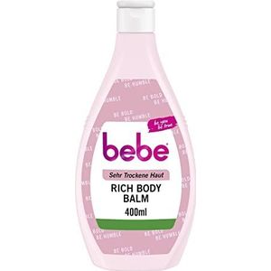 Bebe Rich Body Balm (400 ml), schnell einziehende Bodylotion mit Sheabutter & Bienenwachs für sehr trockene Haut, sanft duftend & Feuchtigkeit spendend