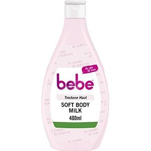 bebe Soft Body Milk (400 ml), snel intrekkende bodylotion met jojoba-olie en panthenol voor de droge huid, ruikt zacht, hydrateert 24 uur,400 ml (1er-pakket),Wit