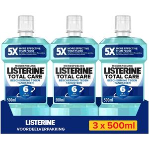 LISTERINE Mondwater Total Care - mondspoeling - bescherming tegen tandsteen - 3 x 500 ml
