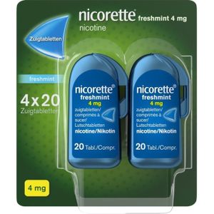 Nicorette Suikervrije Zuigtabletten Freshmint - 4 mg - nicotinevervanger - stoppen met roken - 1 x 80 stuks