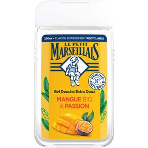 Le Petit Marseillais | Extra zachte Mango Bio & Passion douchegel (250 ml fles) – 92% ingrediënten van natuurlijke oorsprong – pH-neutraal voor de huid en zonder kleurstoffen