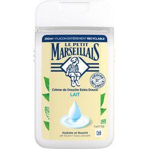 Le Petit Marseillais | Extra zachte melkdouchecrème (fles van 250 ml) - douchegel met 92% ingrediënten van natuurlijke oorsprong - pH-neutraal voor de huid en zonder kleurstoffen
