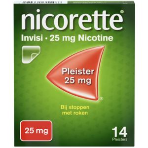 Nicorette Invisi Pleisters, nicotinevervanger, 25mg, Stoppen met roken - 1 x 14 stuks