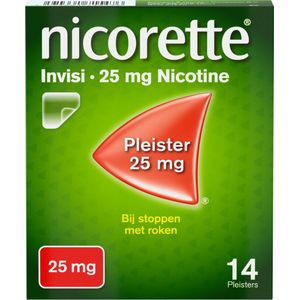 Nicorette Invisi Pleisters, nicotinevervanger, 25mg, Stoppen met roken - 1 x 14 stuks