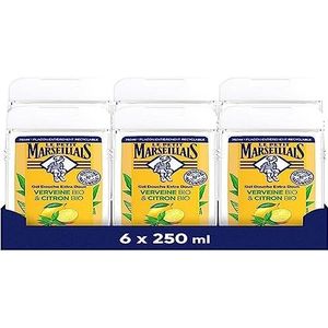 Le Petit Marseillais - Extra zachte douchegel biologische verbena en biologische citroen (6 flessen van 250 ml) – 92% ingrediënten van natuurlijke oorsprong – fles volledig recyclebaar