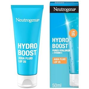 Neutrogena Hydro Boost Aqua Fluid Beschermingsfactor 25 (50 ml), lichte gezichtscrème met hyaluronzuur en vitamine C voor intensief vocht, niet-vette dagcrème met SPF