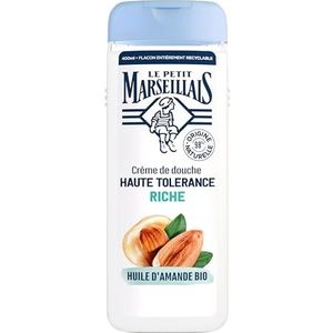 Le Petit Marseillais | Hoge tolerantie rijke biologische amandelolie (400 ml fles) – 98% ingrediënten van natuurlijke oorsprong – douchegel voor zeer droge en gevoelige huid