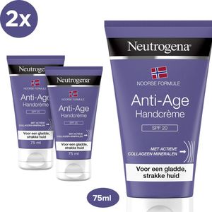 Neutrogena Visibly Renew Anti-aging handcrème SPF20 - Noorse Formule - handcrèmes voor optimale bescherming en hydratatie - 2 x 75 ml