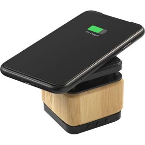 Bamboe Block Speaker met draadloze oplader iPhone/Samsung - ECO