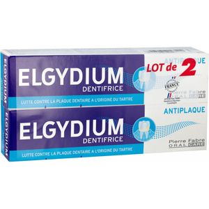 Elgydium tandpasta tegen tandplak - ELGYDIUM DENTIFRICE ANTIPLAQUE - Lot de 2x75ml