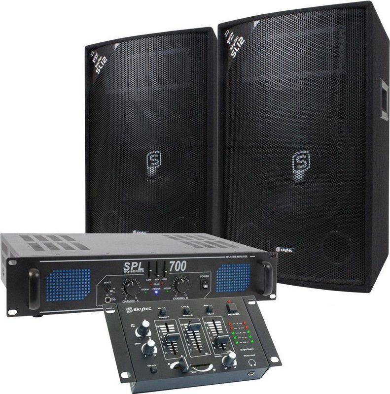 DJ Set - Compleet - Mengpaneel - Versterker - 12'' Speakers - 700W