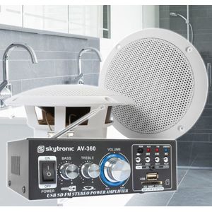 SkyTronic badkamer speakerset 5 incl. versterker en 10 meter luidsprekerkabel