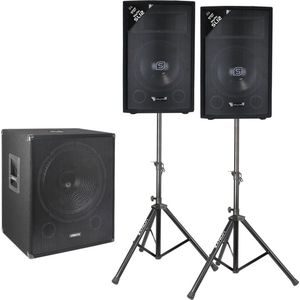 Vonyx actieve 2.1 geluidsinstallatie 1600W met 18 actieve subwoofer, 12 speakers en een