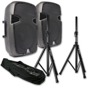 Acteve speakerset - Vonyx SPJ-800A actieve speakers - 2x 8 inch actieve speaker met 2x luidspreker standaard - 400W