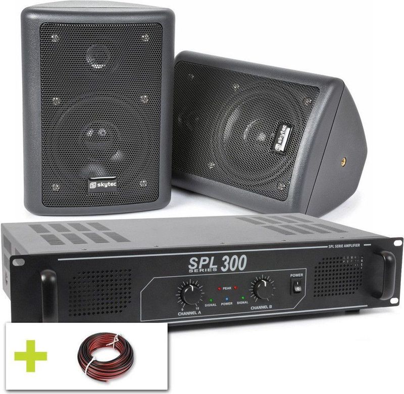 SkyTec - Complete Garageset - Geluidsinstallatie - Inclusief Luidsprekers en Versterker