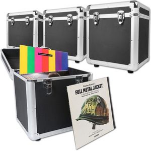 Platenkoffer - Set van 4 zwarte Power Dynamics 12 platenkoffers voor totaal 320 platen