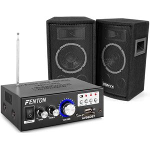 Vonyx SL6 - Speakerset - DJ Speakers - 6 Inch - Inclusief AV-360 Versterker en Kabels