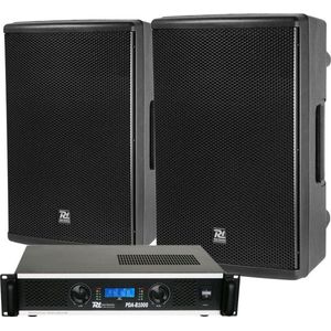 Power Dynamics complete geluidsinstallatie met PD415P speakers en PDA-B1000 versterker