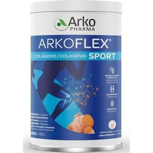 Arkopharma Arkoflex Dolexpert Gehydrolyseerd collageen type I en II, sinaasappelsmaak, blik 390 g, gewrichten, botten en spieren, hyaluronzuur, magnesium, mangaan, kurkuma en vitaminen