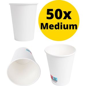 10 x 50 Wegwerp Papieren Bekers 240ml 8oz | Kartonnen Drinkbekers Wit | Witte Koffiebeker 10x50 stuks