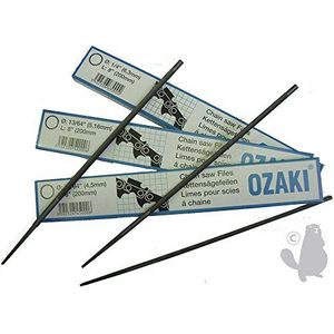 Ozaki - Vijl kettingzaag 1/4 3/8 .043 .050 Lo Pro – ronde vijl – verzorging en slijpen – diameter 4 mm (5/32 inch) – lengte 20 cm (8 inch) – doos met 6 vijlen, zwart