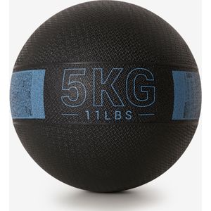 Medicine ball 5 kg rubber zwart blauw