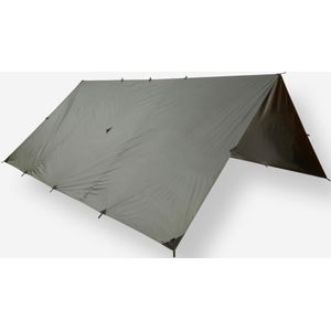 Waterdichte tarp voor bushcraften en wildkamperen 4x4 m kaki
