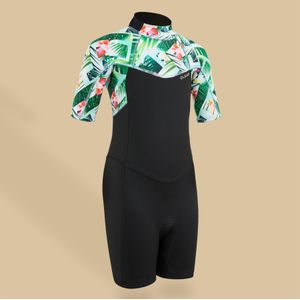 Shorty voor surfen meisjes 500 neopreen 1,5 mm tiare zwart