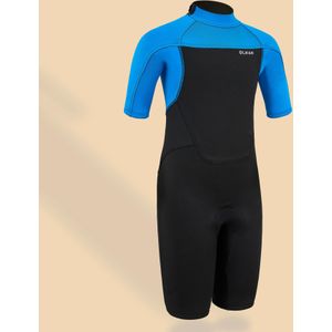 Surfshorty voor jongens 500 neopreen 1,5 mm blauw/zwart